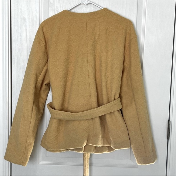 NWOT Joie Belted Double Breasted Evening Jacket Yellow Patch Pockets Size L - Picture 2 of 13